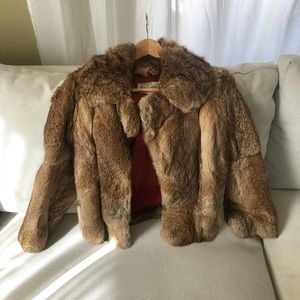 Vintage Fur Couture Brown Fur Hook-and-Eye Cropped Jacket S